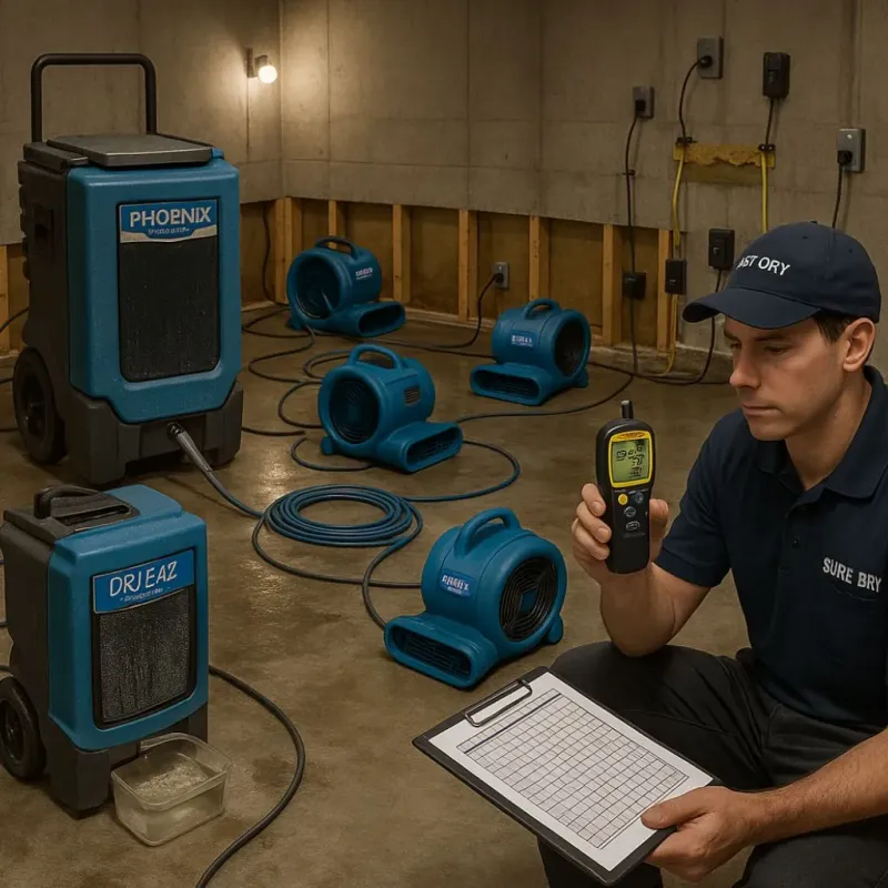 Structural Drying and Dehumidification process in Vineyard, CA